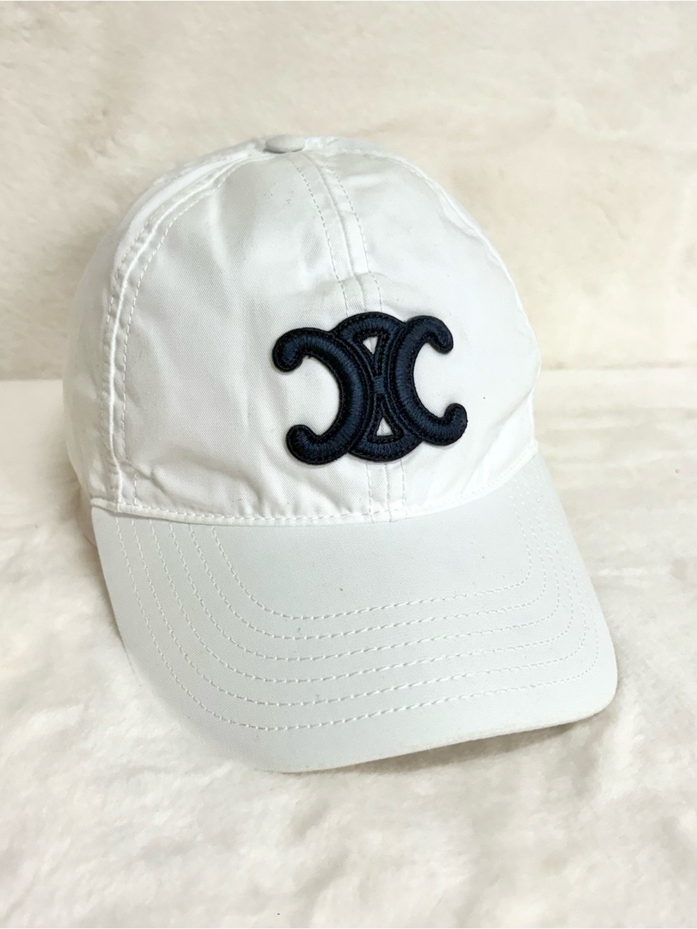 Celine Triomphe Baseball Cap – White / Navy